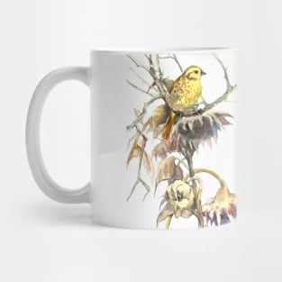 Yellowhammer and Dry Sunflowers Mug